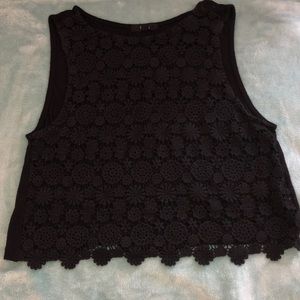 Crop top with see-through floral pattern